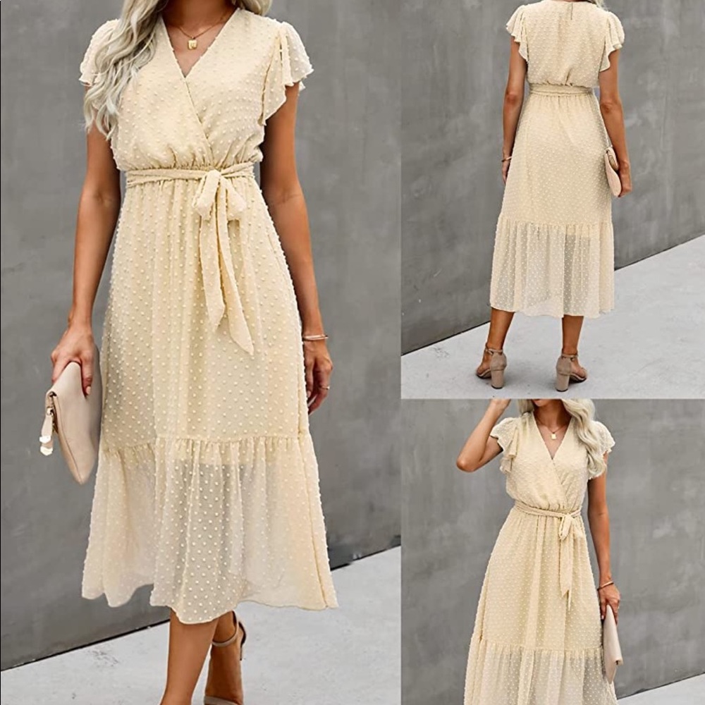 Boutique swiss dot ivory dress